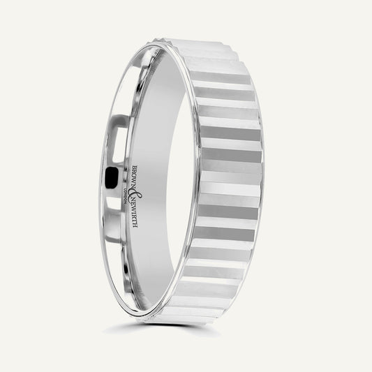 P2028 Flat Court Patterned Wedding Ring