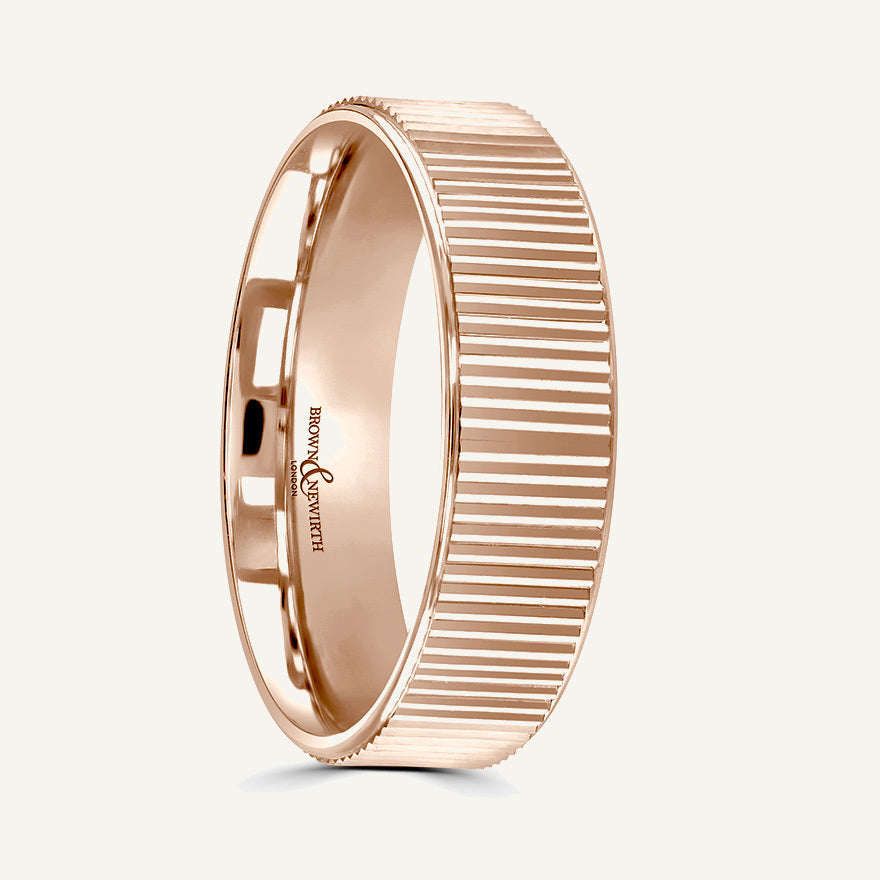 P2033 Flat Court Patterned Wedding Ring