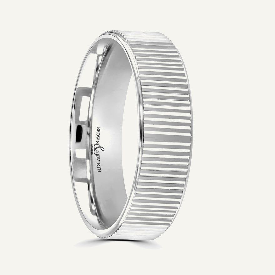 P2033 Flat Court Patterned Wedding Ring