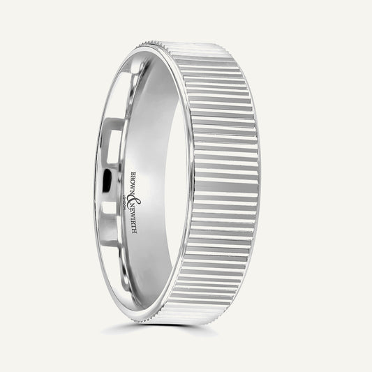 P2033 Flat Court Patterned Wedding Ring