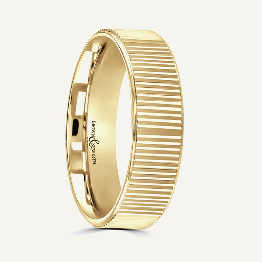 P2033 Flat Court Patterned Wedding Ring