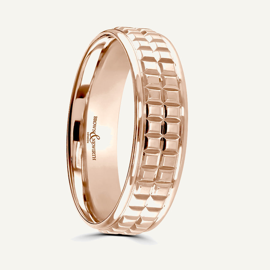 P2035 Flat Court Patterned Wedding Ring