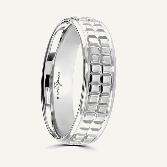 P2035 Flat Court Patterned Wedding Ring