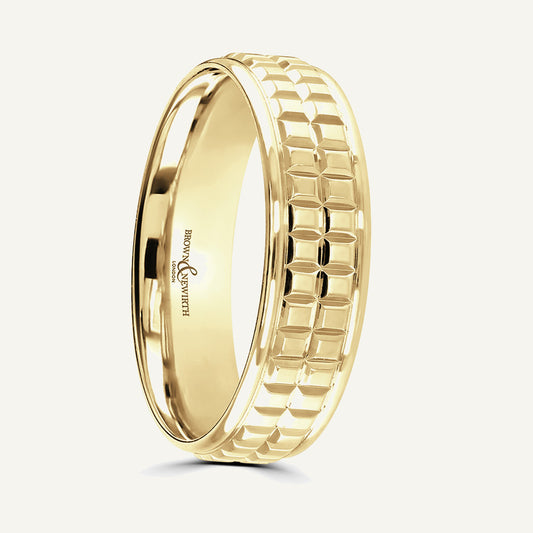 P2035 Flat Court Patterned Wedding Ring