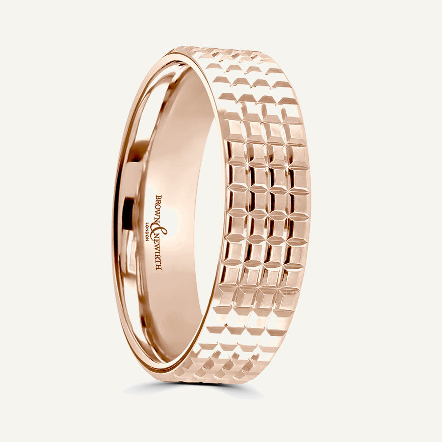 P2038 Flat Court Patterned Wedding Ring