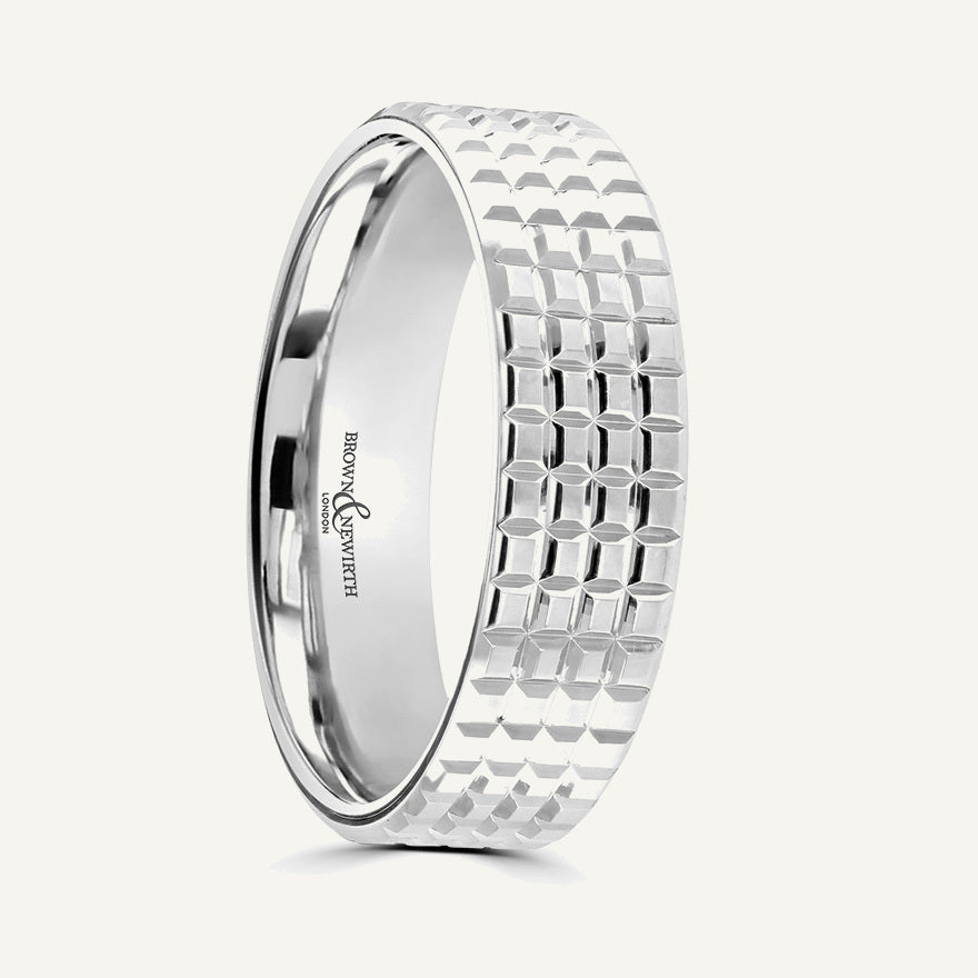 P2038 Flat Court Patterned Wedding Ring