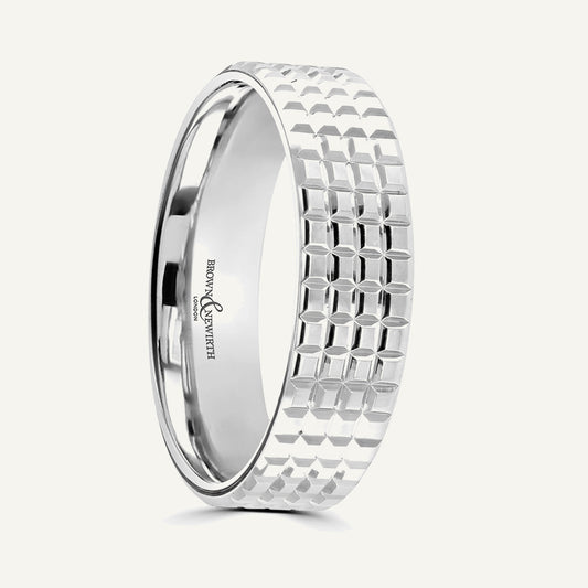 P2038 Flat Court Patterned Wedding Ring