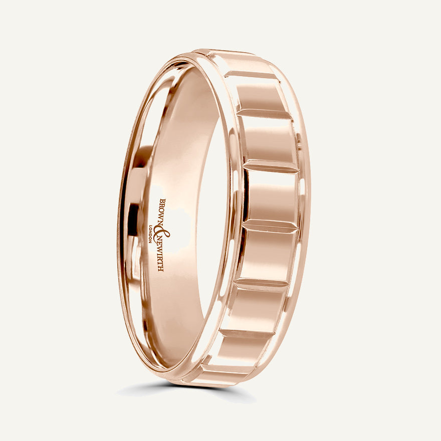 P2039 Flat Court Patterned Wedding Ring