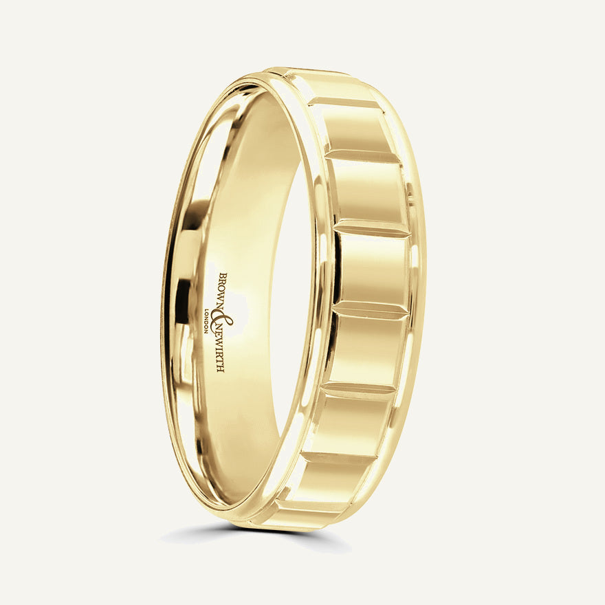 P2039 Flat Court Patterned Wedding Ring