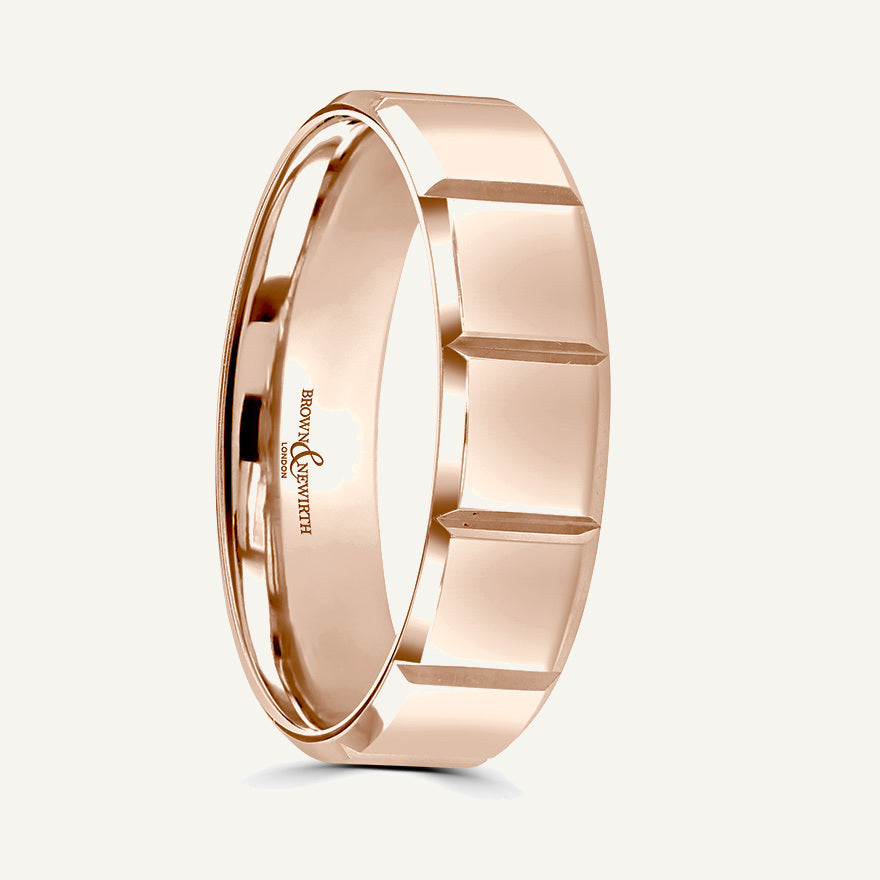 P2040 Flat Court Patterned Wedding Ring