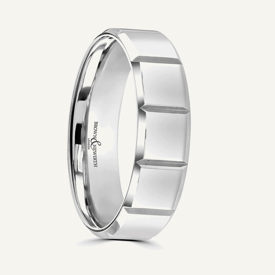 P2040 Flat Court Patterned Wedding Ring