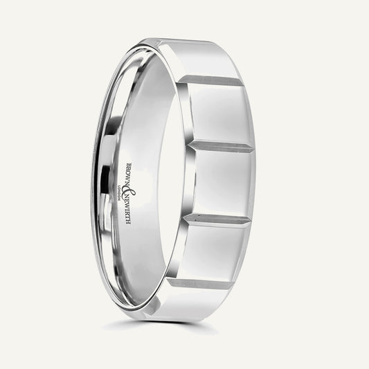 P2040 Flat Court Patterned Wedding Ring
