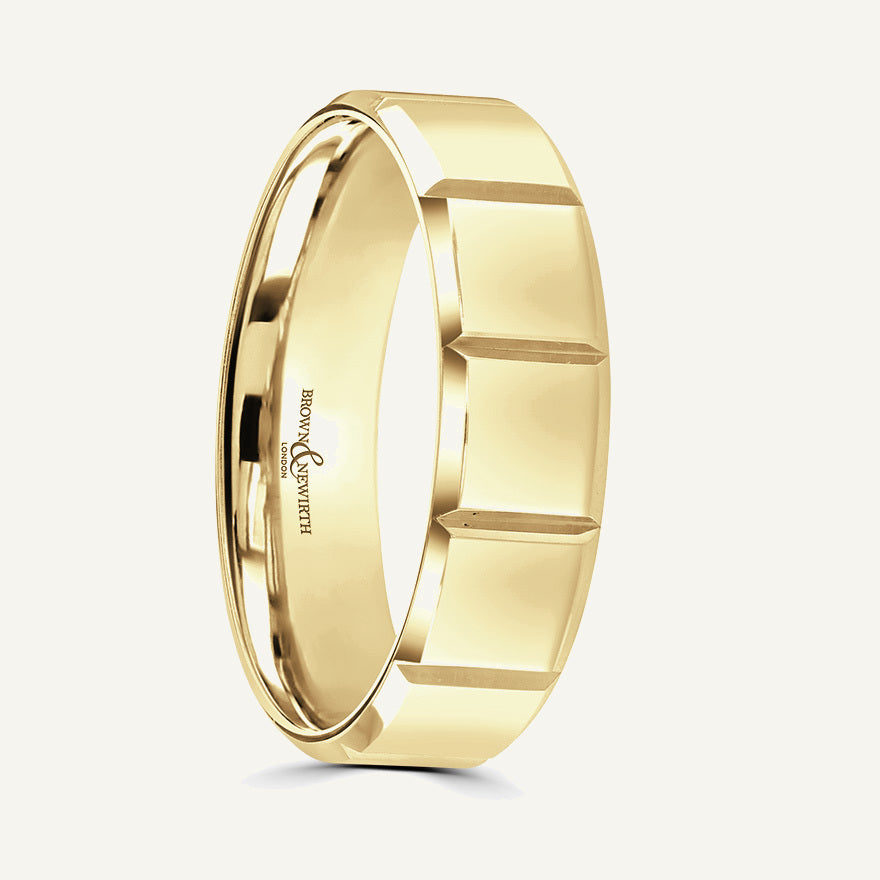 P2040 Flat Court Patterned Wedding Ring