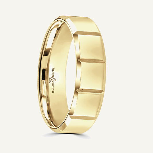 P2040 Flat Court Patterned Wedding Ring