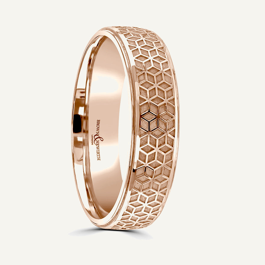 P2041 Modern Court Patterned Wedding Ring