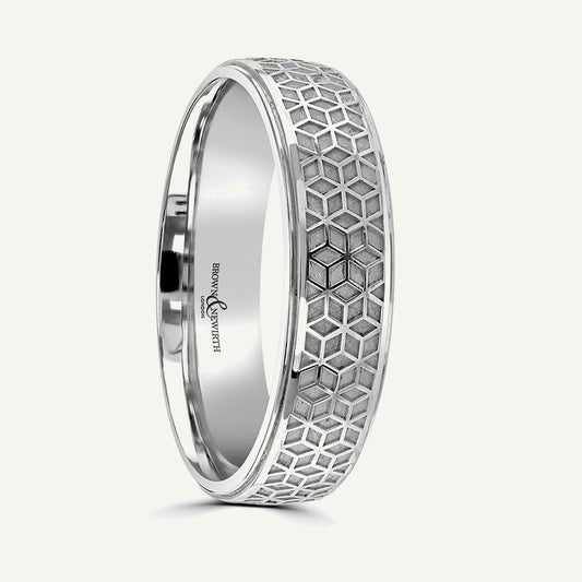 P2041 Modern Court Patterned Wedding Ring