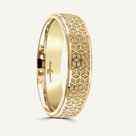 P2041 Modern Court Patterned Wedding Ring