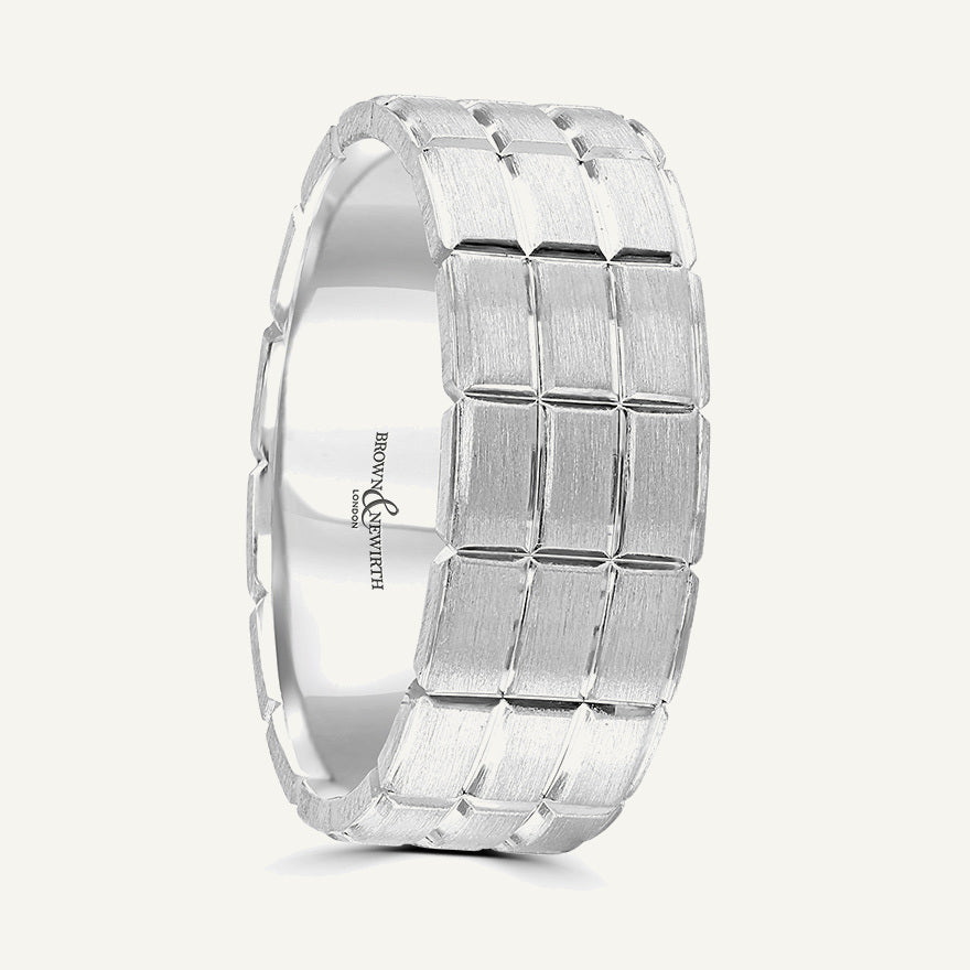 P2049 Flat Court Patterned Wedding Ring