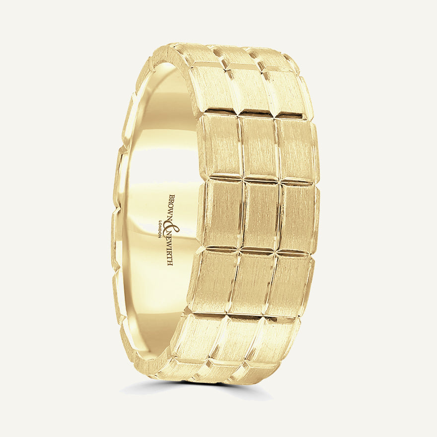 P2049 Flat Court Patterned Wedding Ring