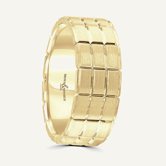 P2049 Flat Court Patterned Wedding Ring