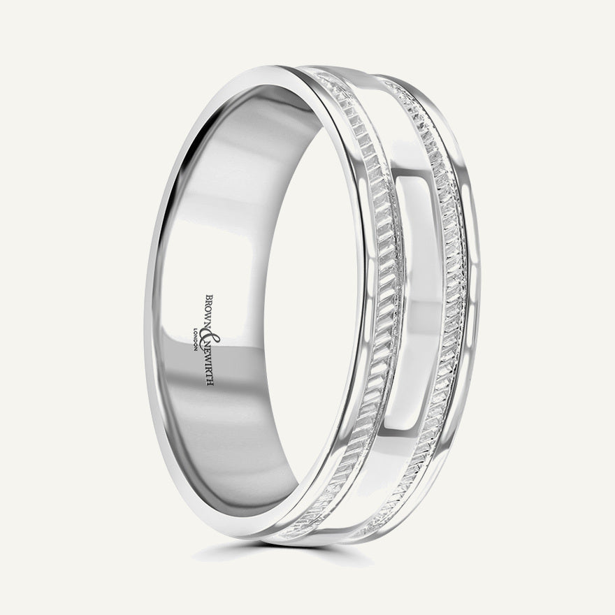 P2058 Flat Court Patterned Wedding Ring