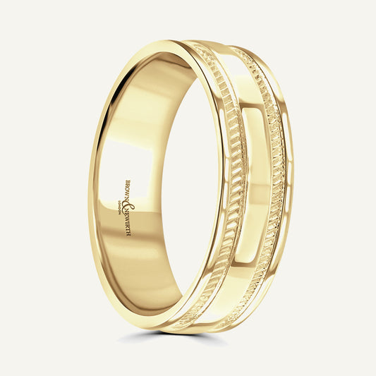 P2058 Flat Court Patterned Wedding Ring