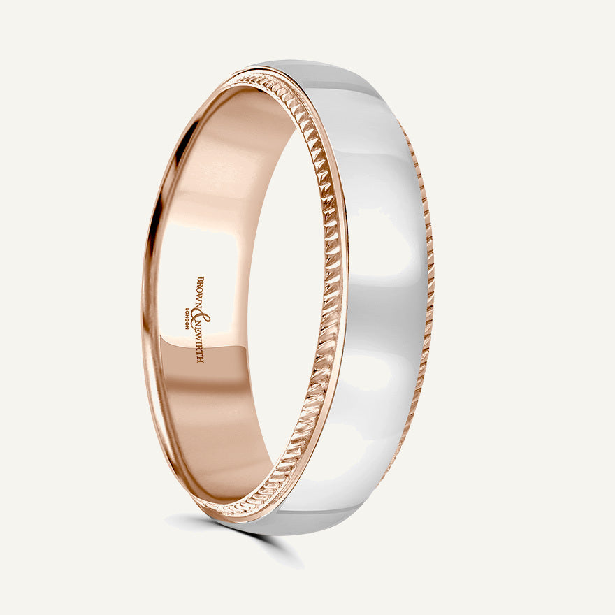 P2060 Classic Court Dual Colour Patterned Wedding Ring