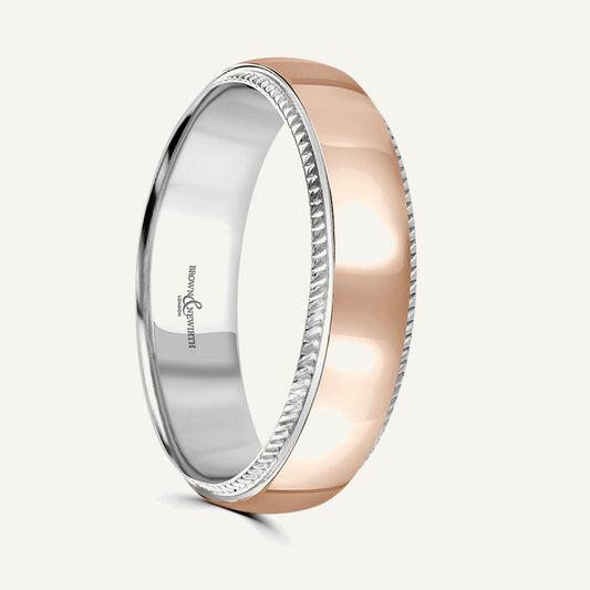 P2060 Classic Court Dual Colour Patterned Wedding Ring