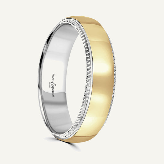 P2060 Classic Court Dual Colour Patterned Wedding Ring