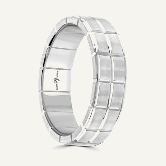 P2061 Flat Court Patterned Wedding Ring