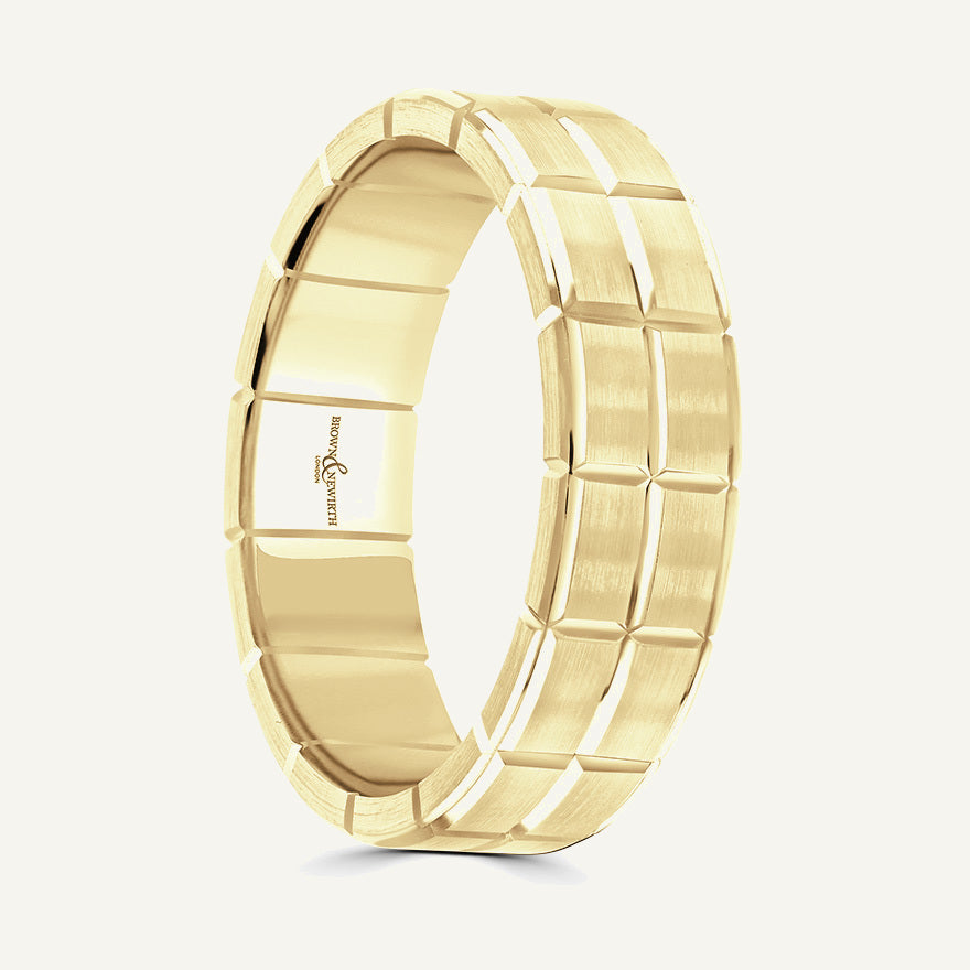 P2061 Flat Court Patterned Wedding Ring