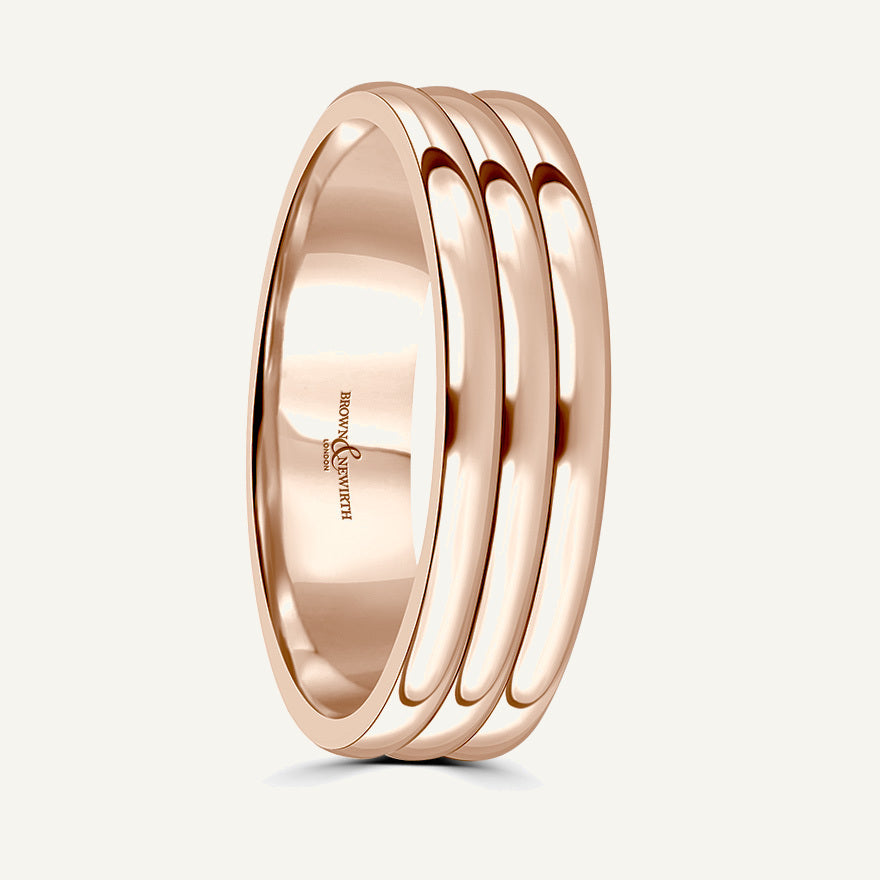 P2065 Flat Court Patterned Wedding Ring