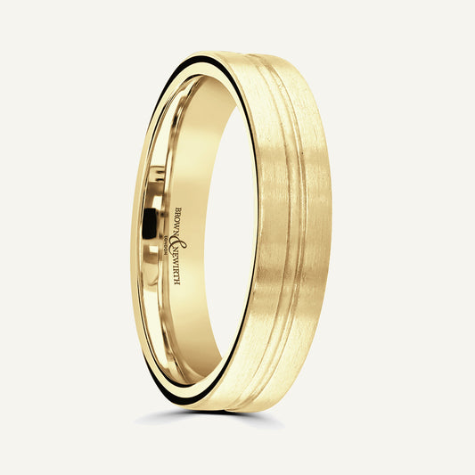 P530 Flat Court Patterned Wedding Ring