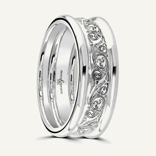 P534 Flat Court Patterned Wedding Ring