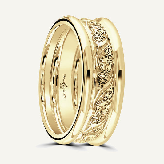 P534 Flat Court Patterned Wedding Ring
