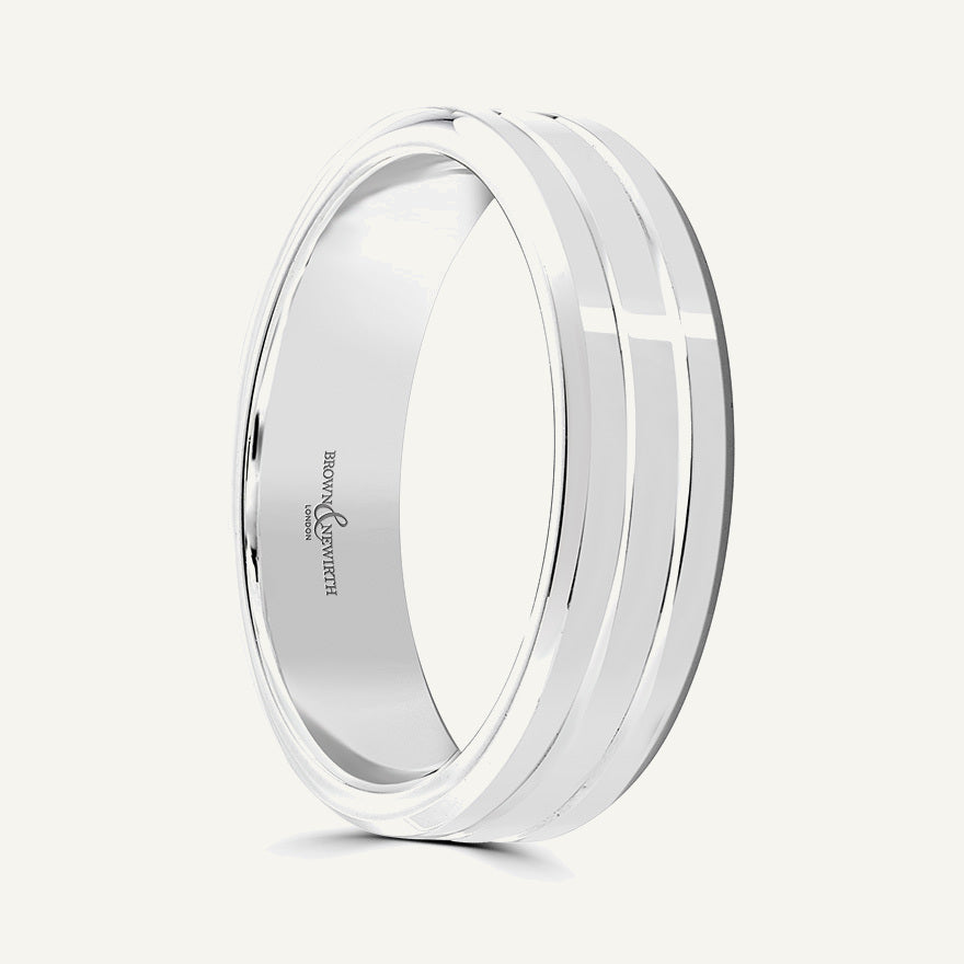 P546 Flat Court Patterned Wedding Ring