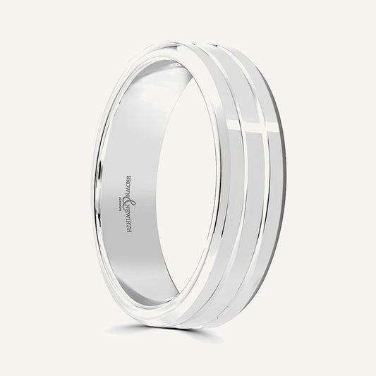 P546 Flat Court Patterned Wedding Ring