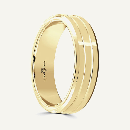 P546 Flat Court Patterned Wedding Ring