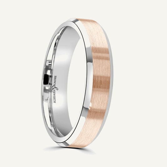 P567 Flat Court Dual Colour Patterned Wedding Ring