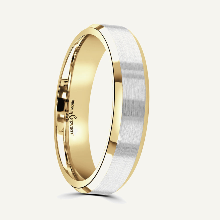 P567 Flat Court Dual Colour Patterned Wedding Ring