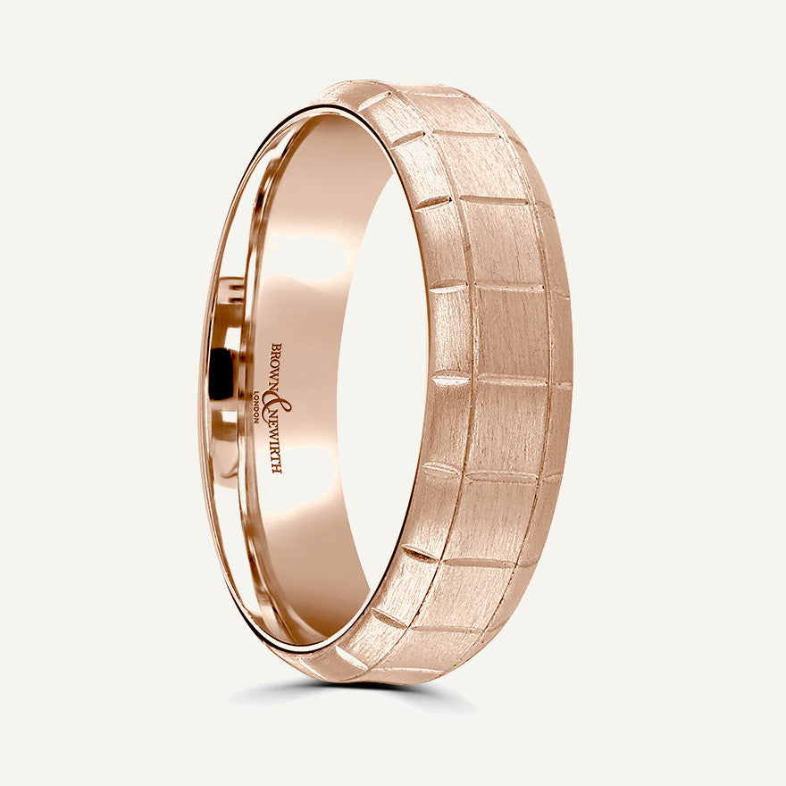 P574 Softened Court Patterned Wedding Ring
