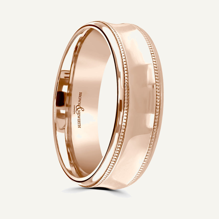 P593 Flat Court Patterned Wedding Ring