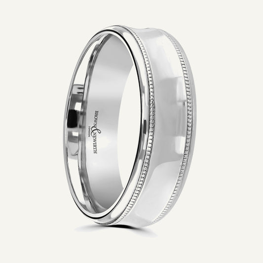 P593 Flat Court Patterned Wedding Ring