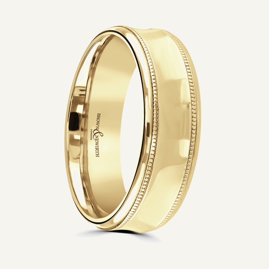 P593 Flat Court Patterned Wedding Ring