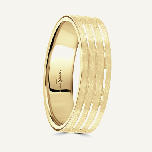P595 Flat Court Patterned Wedding Ring