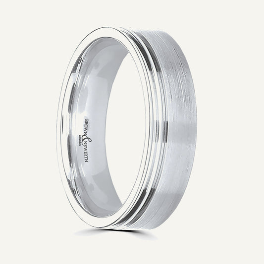 P596 Flat Court Patterned Wedding Ring
