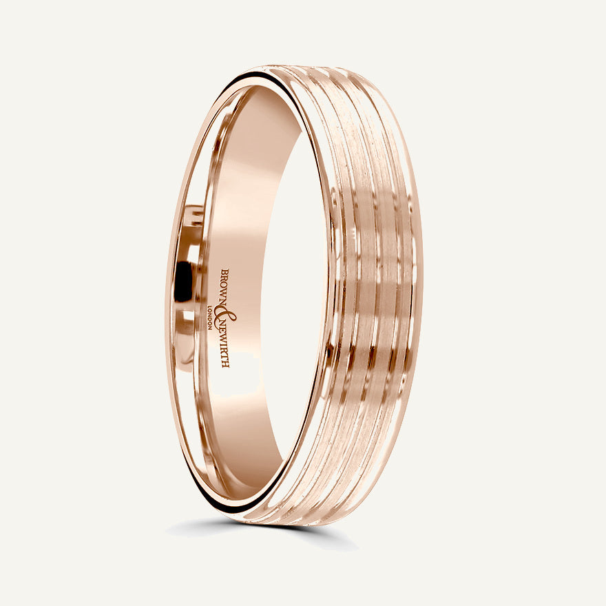 P608 Flat Court Patterned Wedding Ring
