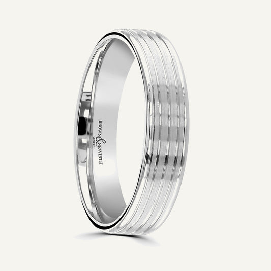 P608 Flat Court Patterned Wedding Ring