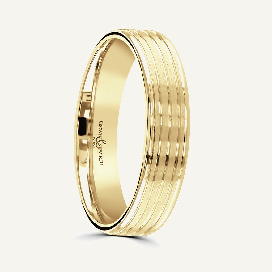 P608 Flat Court Patterned Wedding Ring