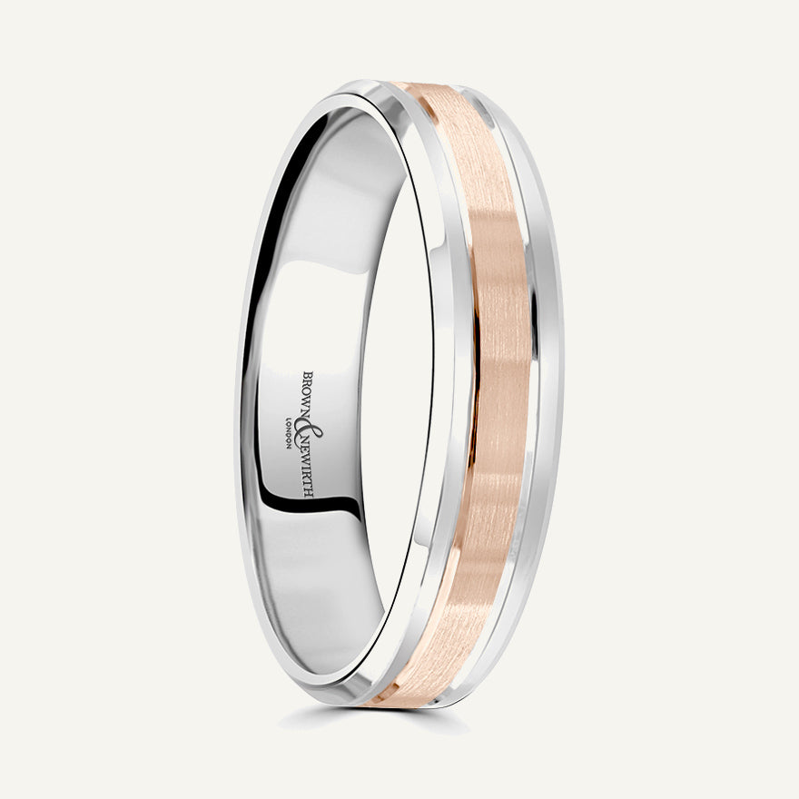 P622 Flat Court Dual Colour Patterned Wedding Ring